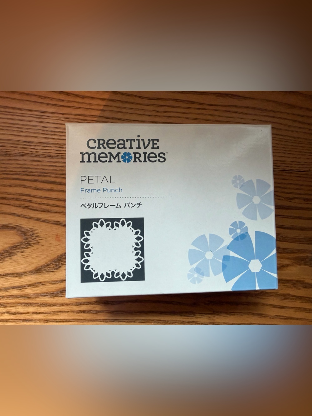 Creative Memories Petal Frame Punch - White with Blue Graphics
